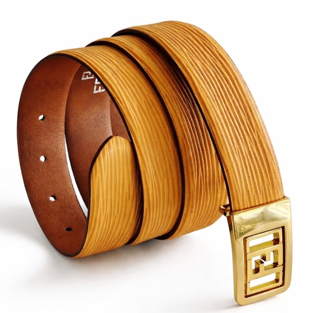 Fendi FF Buckle Brown Unisex Leather Belt